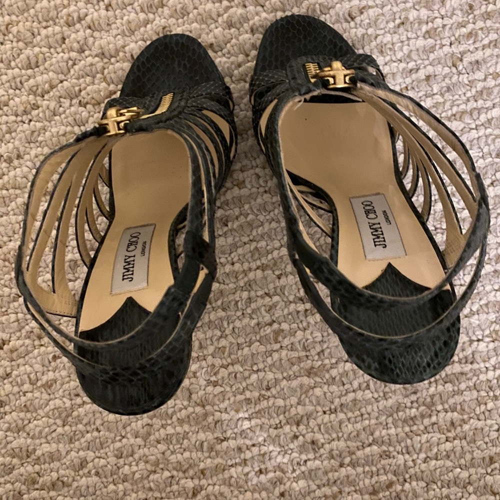 Jimmy Choo Green Python Glenys Gladiator Sandals - image 6